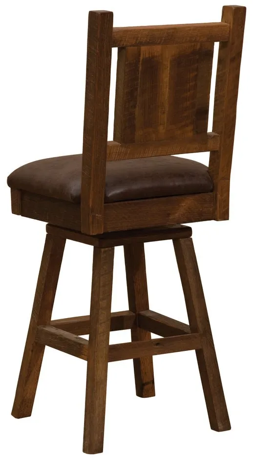 24" Barnwood Swivel Bar Stool w/Back - SL
