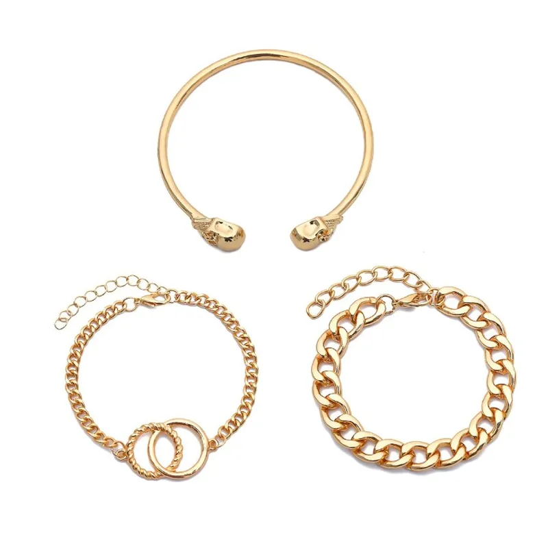 50% OFF - Lunor Skull Skeleton Gold Bracelet (3pcs)
