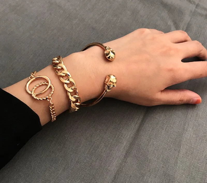 50% OFF - Lunor Skull Skeleton Gold Bracelet (3pcs)