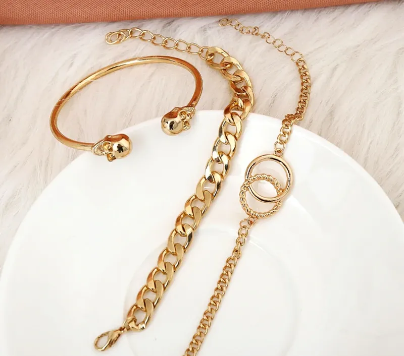 50% OFF - Lunor Skull Skeleton Gold Bracelet (3pcs)
