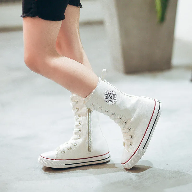 Autumn Canvas Shoes Girl Boots 2024 High-top Boys Boots