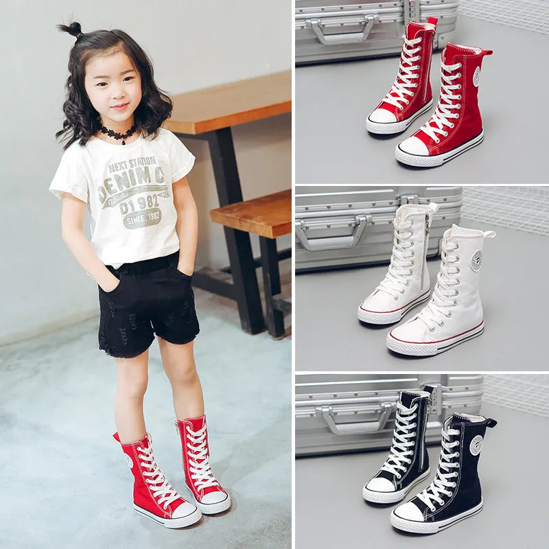 Autumn Canvas Shoes Girl Boots 2024 High-top Boys Boots