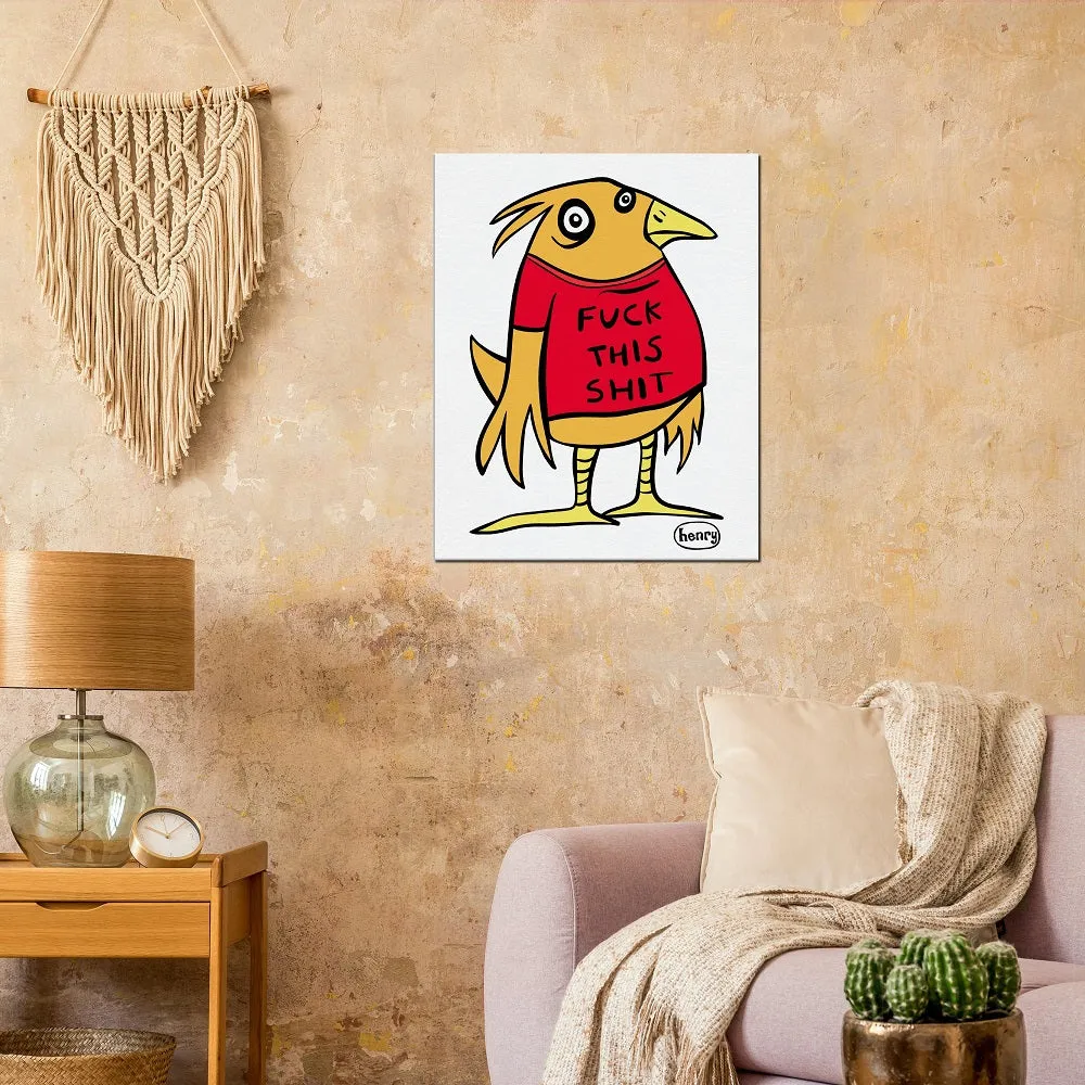 Bird on a Shirt Canvas Giclee Print Featuring Original Art by Seattle Mural Artist Ryan Henry Ward