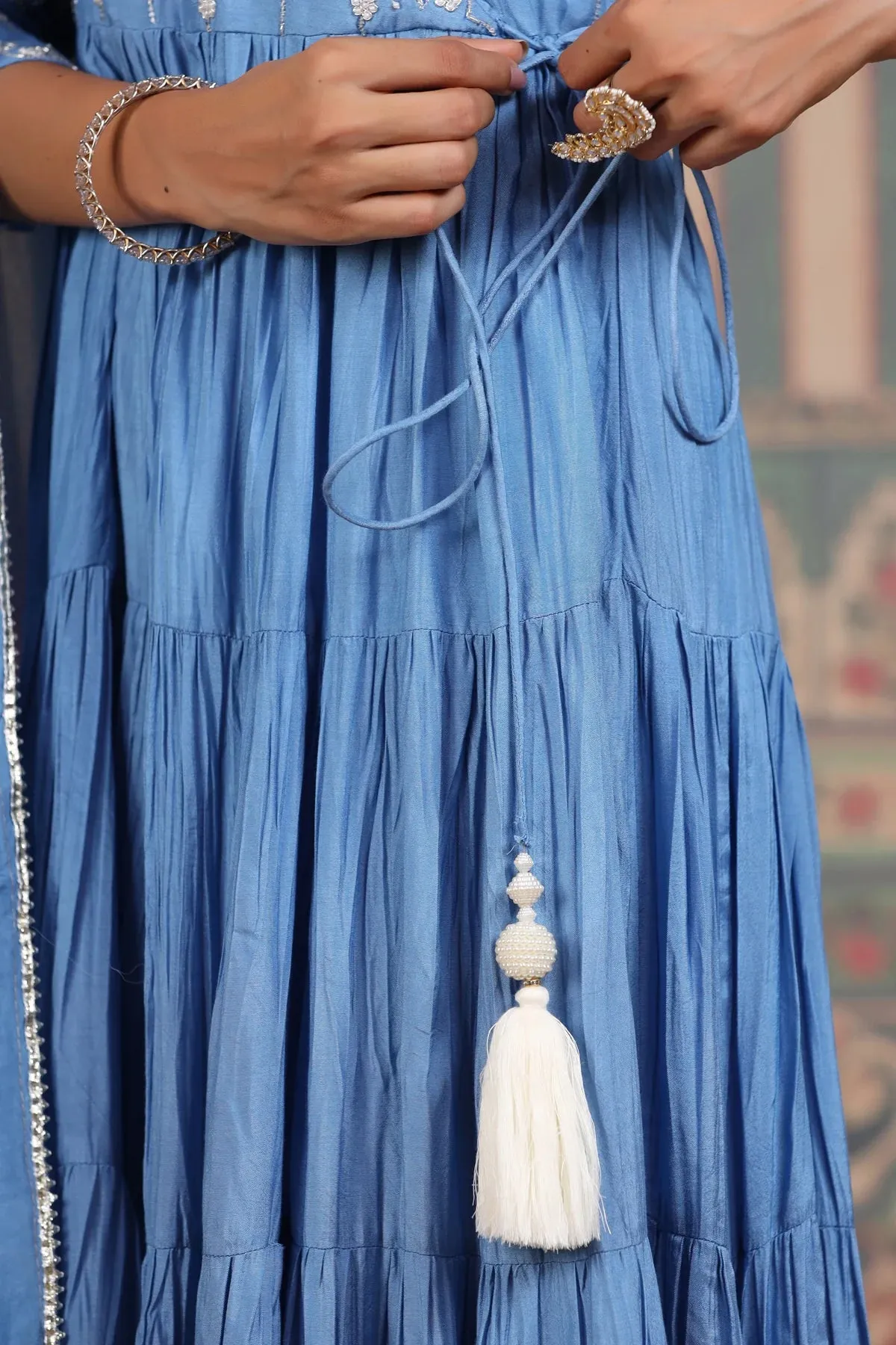 Blue Muslin Handcrafted Suit Set