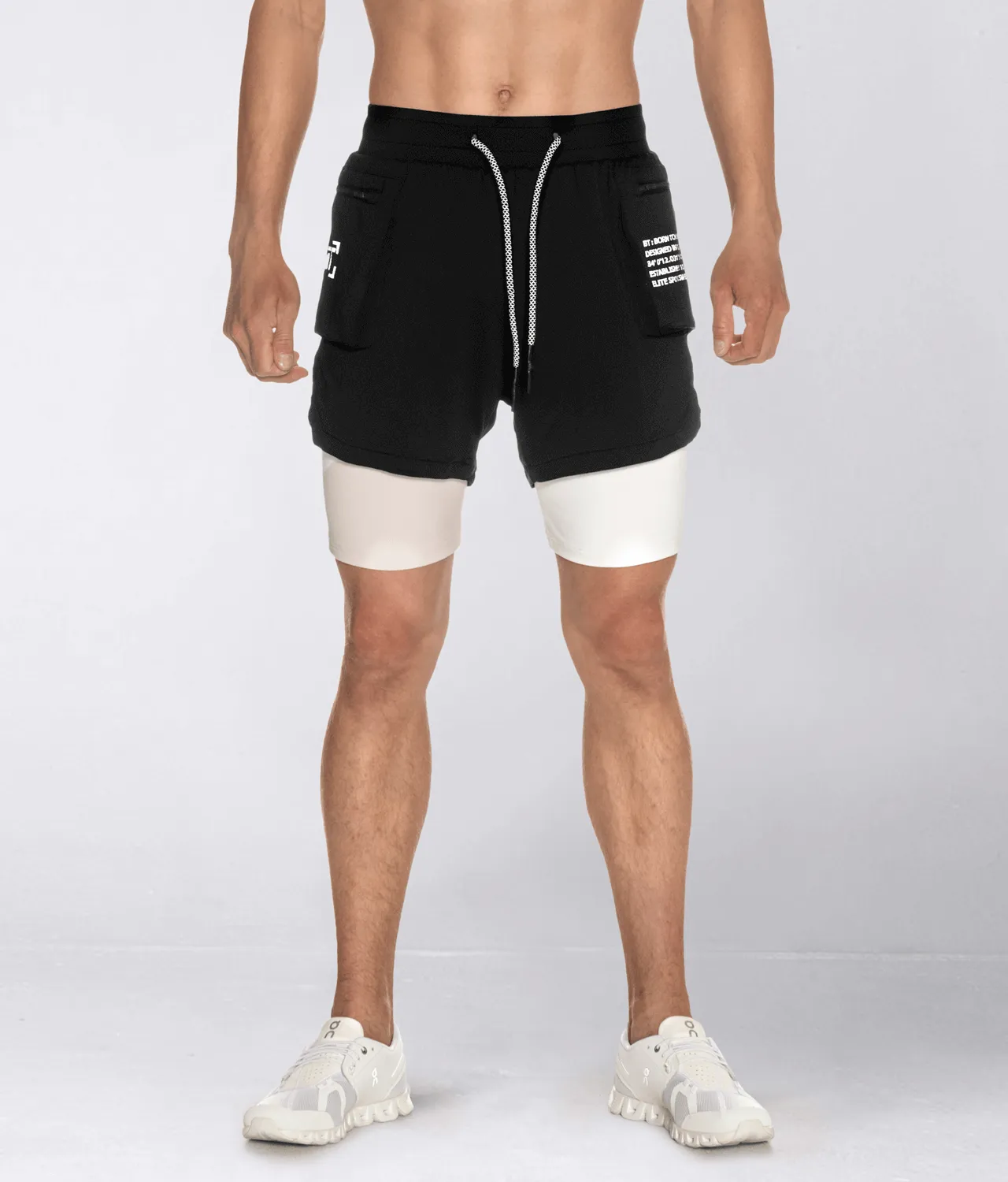 Born Tough Air Pro™ 2 in 1 Men 5" Cargo Crossfit Shorts with Liner Black