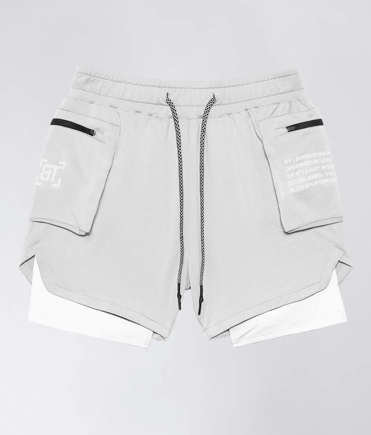Born Tough Air Pro™ 2 in 1 Men 5" Cargo Crossfit Shorts with Liner Grey