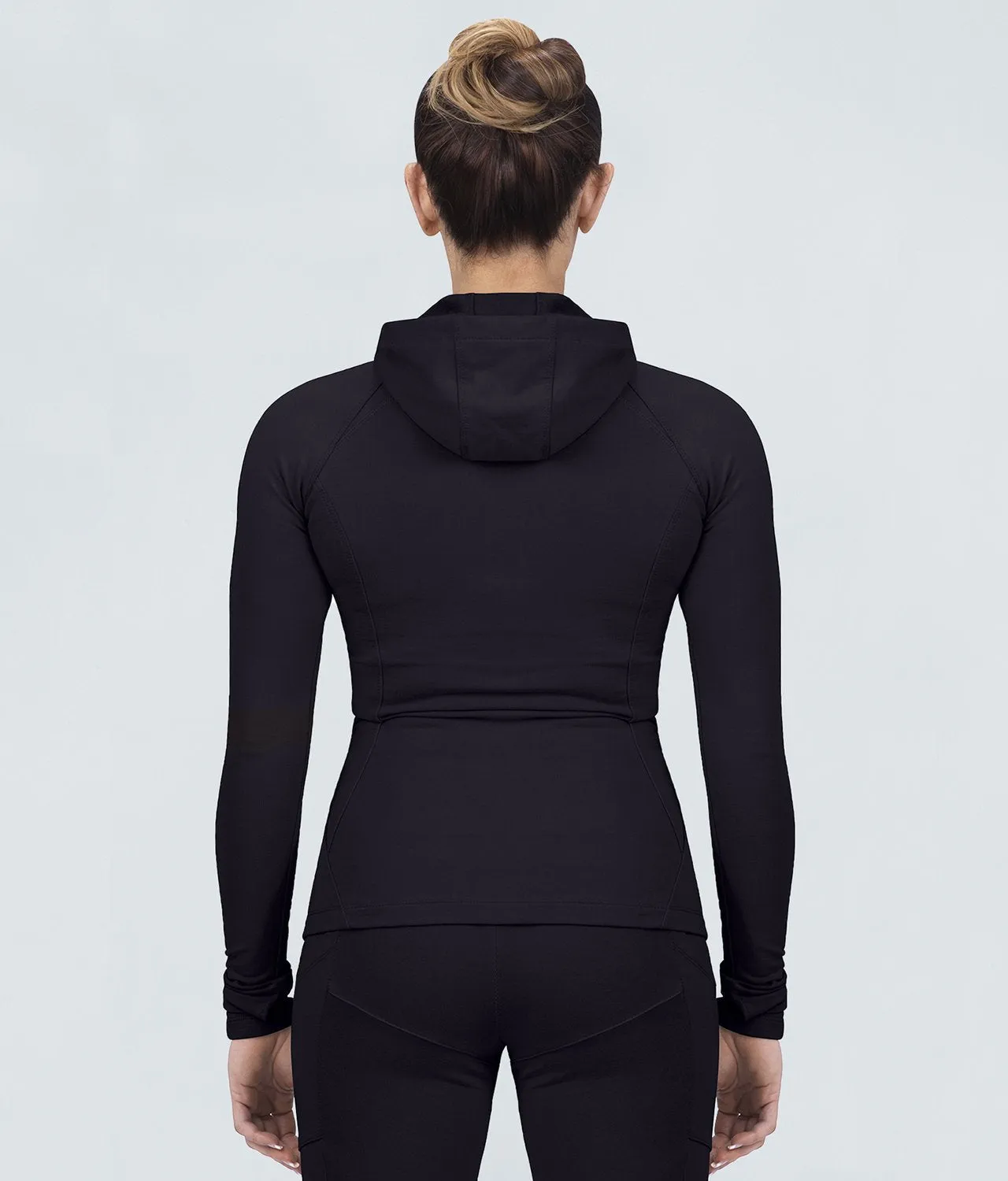 Born Tough Contoured Black Sleeve Loops Crossfit Tracksuit Hoodie for Women