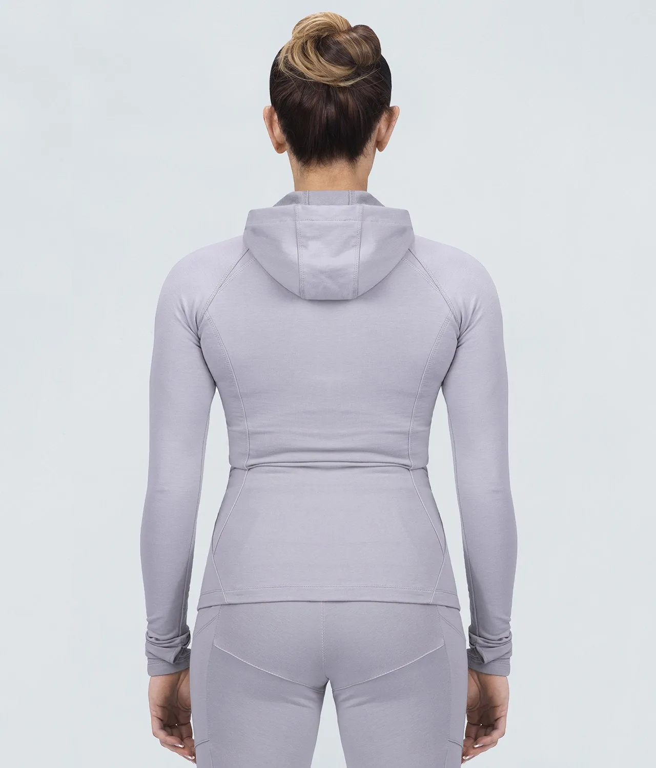 Born Tough Contoured Gray Sleeve Loops Crossfit Tracksuit Hoodie for Women