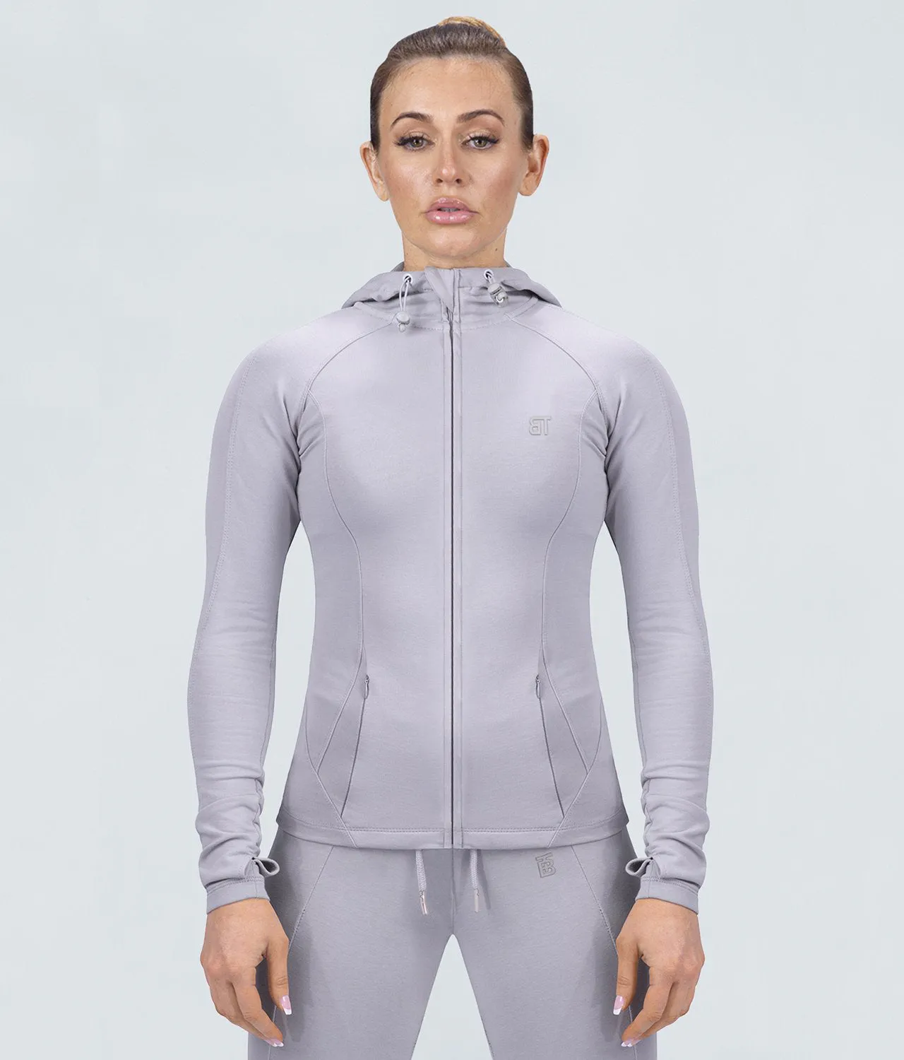 Born Tough Contoured Gray Sleeve Loops Crossfit Tracksuit Hoodie for Women
