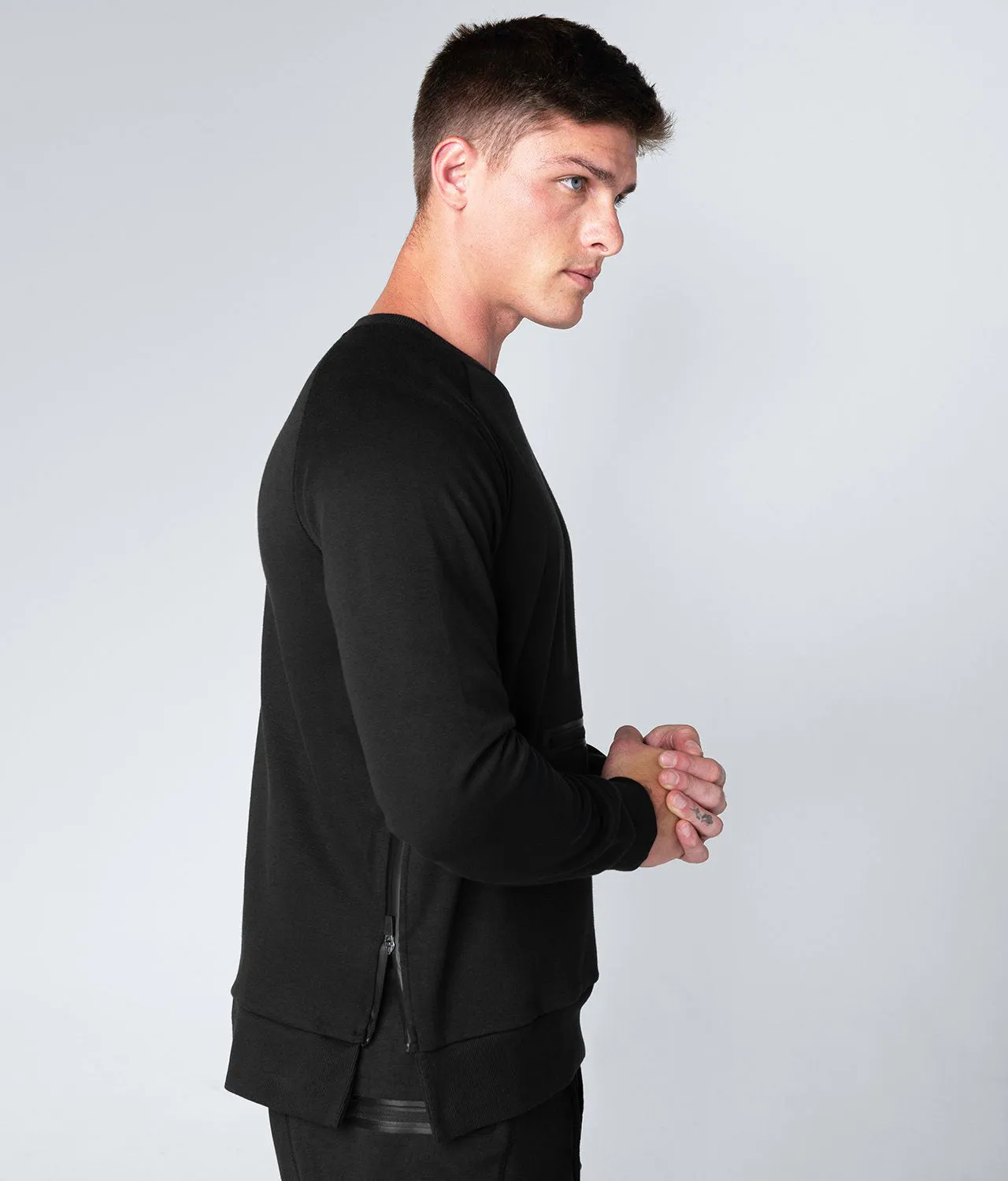 Born Tough Drop Pocket Black Crewneck Crossfit Sweatshirt for Men