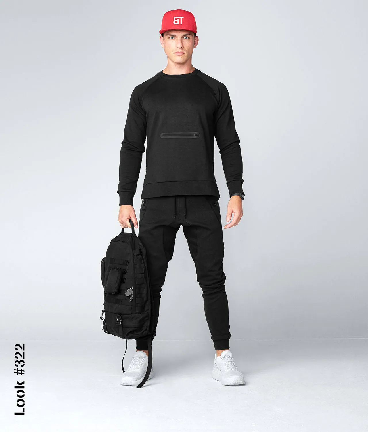 Born Tough Drop Pocket Black Crewneck Crossfit Sweatshirt for Men