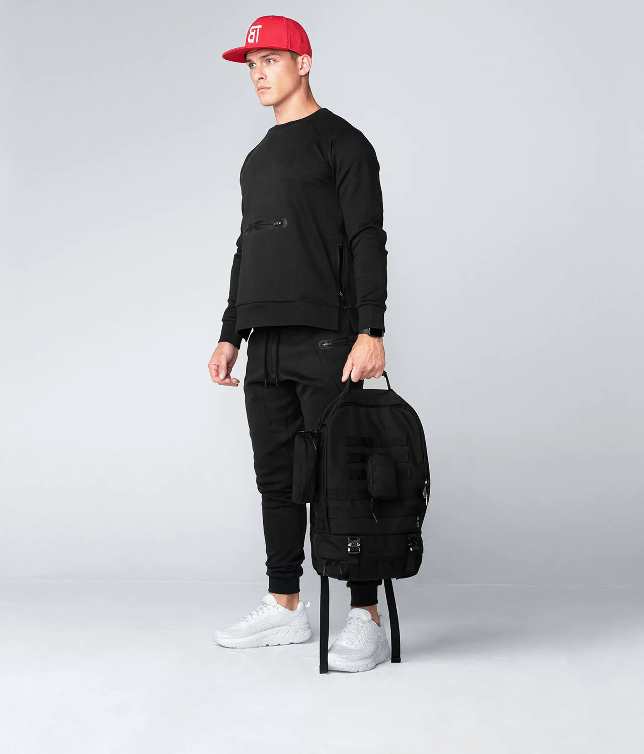 Born Tough Drop Pocket Black Crewneck Crossfit Sweatshirt for Men