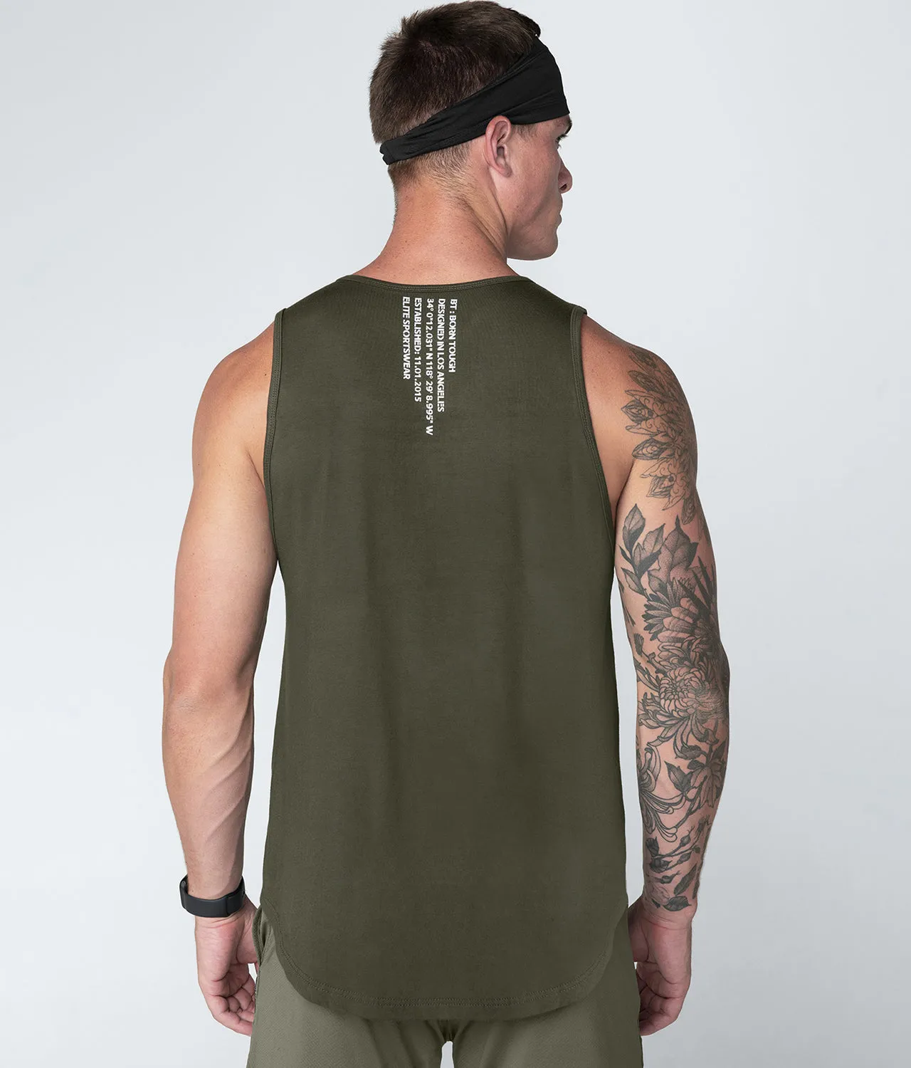 Born Tough Zippered Military Green Crossfit Tank Top for Men