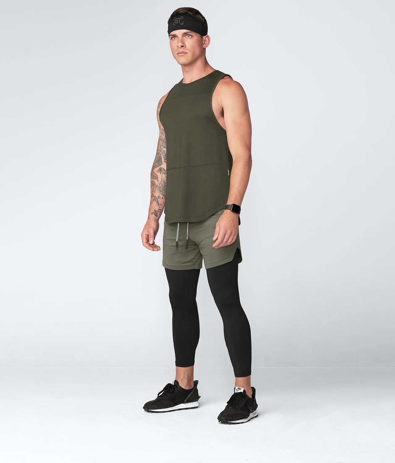 Born Tough Zippered Military Green Crossfit Tank Top for Men
