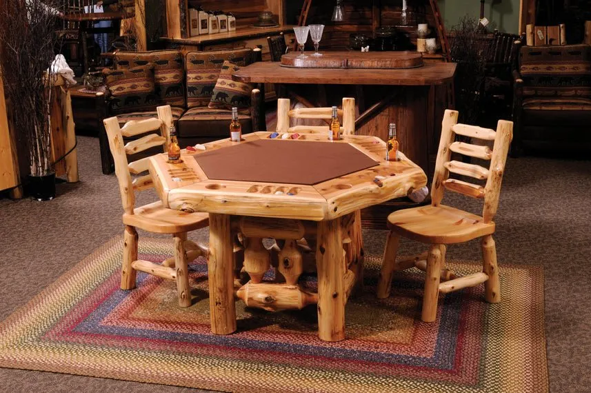 Cedar Log 6-Sided Poker Table