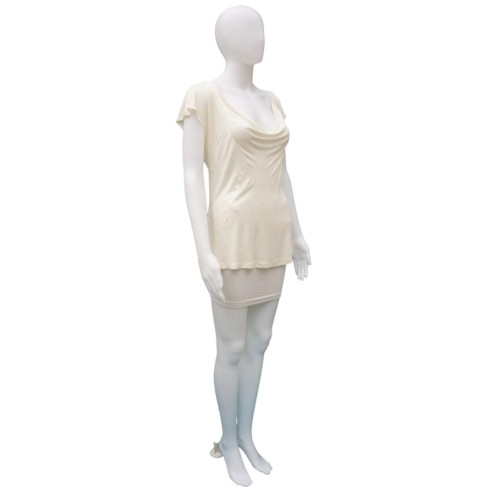 CHRISTIAN DIOR IVORY DRAPE FRONT TOP