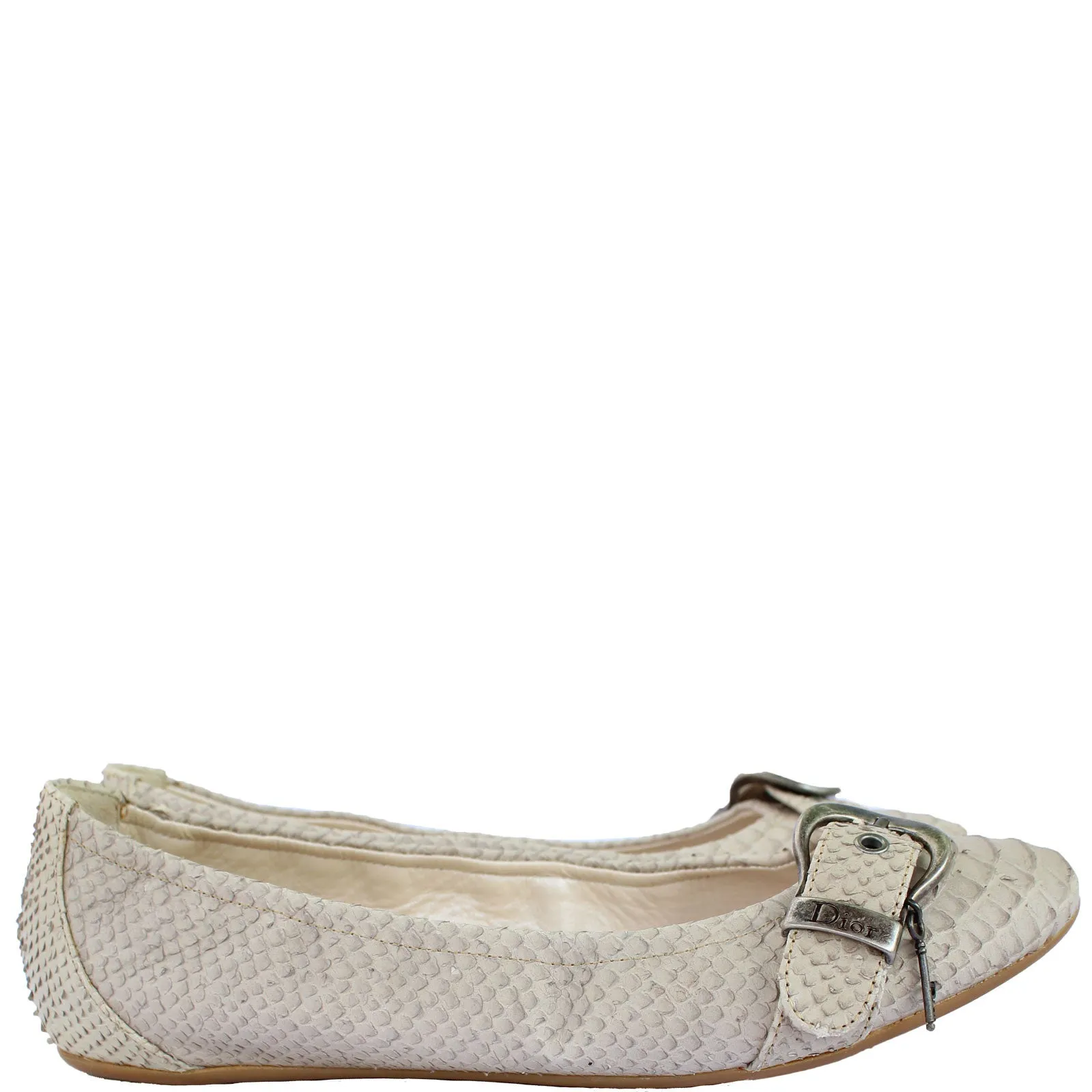 CHRISTIAN DIOR PYTHON BUCKLE FLATS