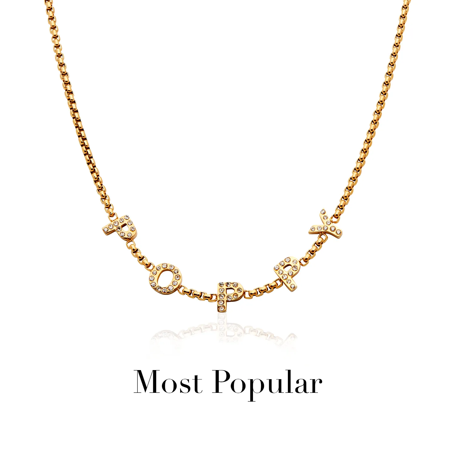 Crystal Custom Name Necklace (Gold)