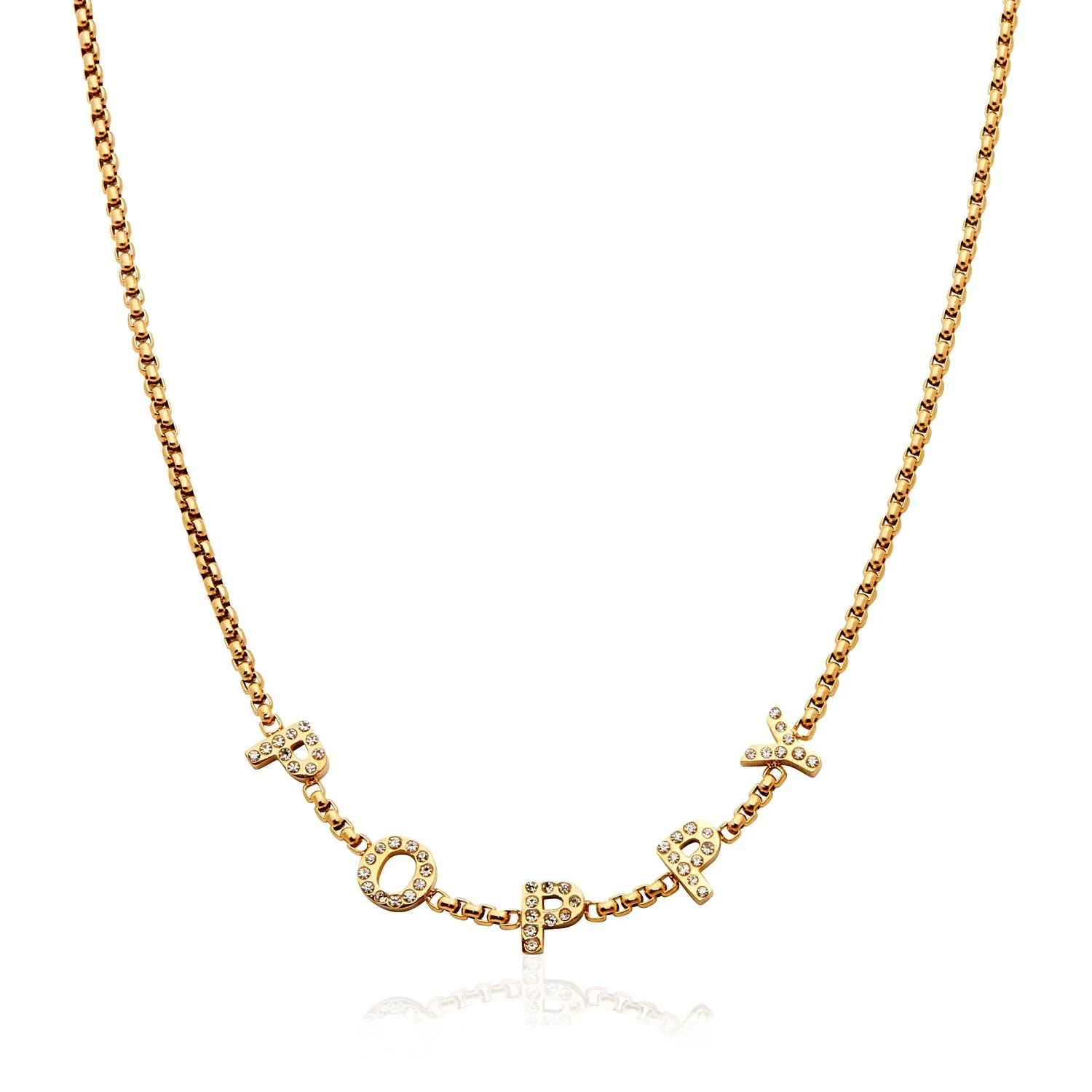 Crystal Custom Name Necklace (Gold)