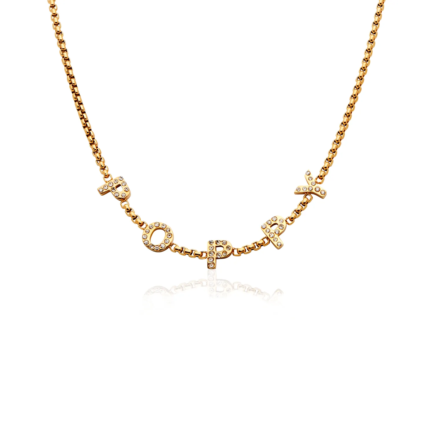 Crystal Custom Name Necklace (Gold)