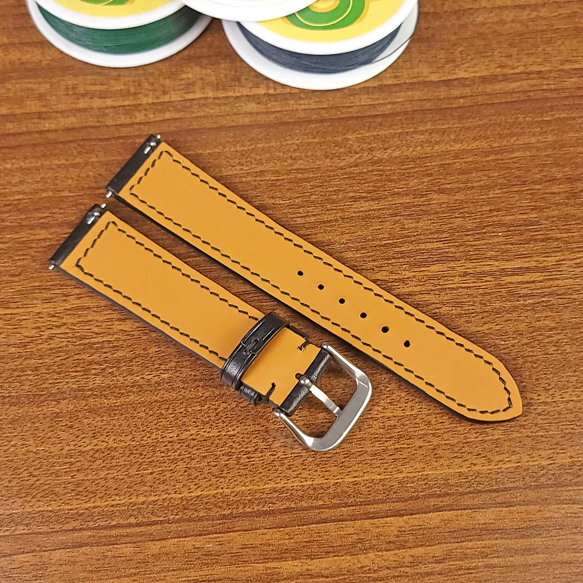 Custom Luxury Black Vachetta Leather Watch Bands