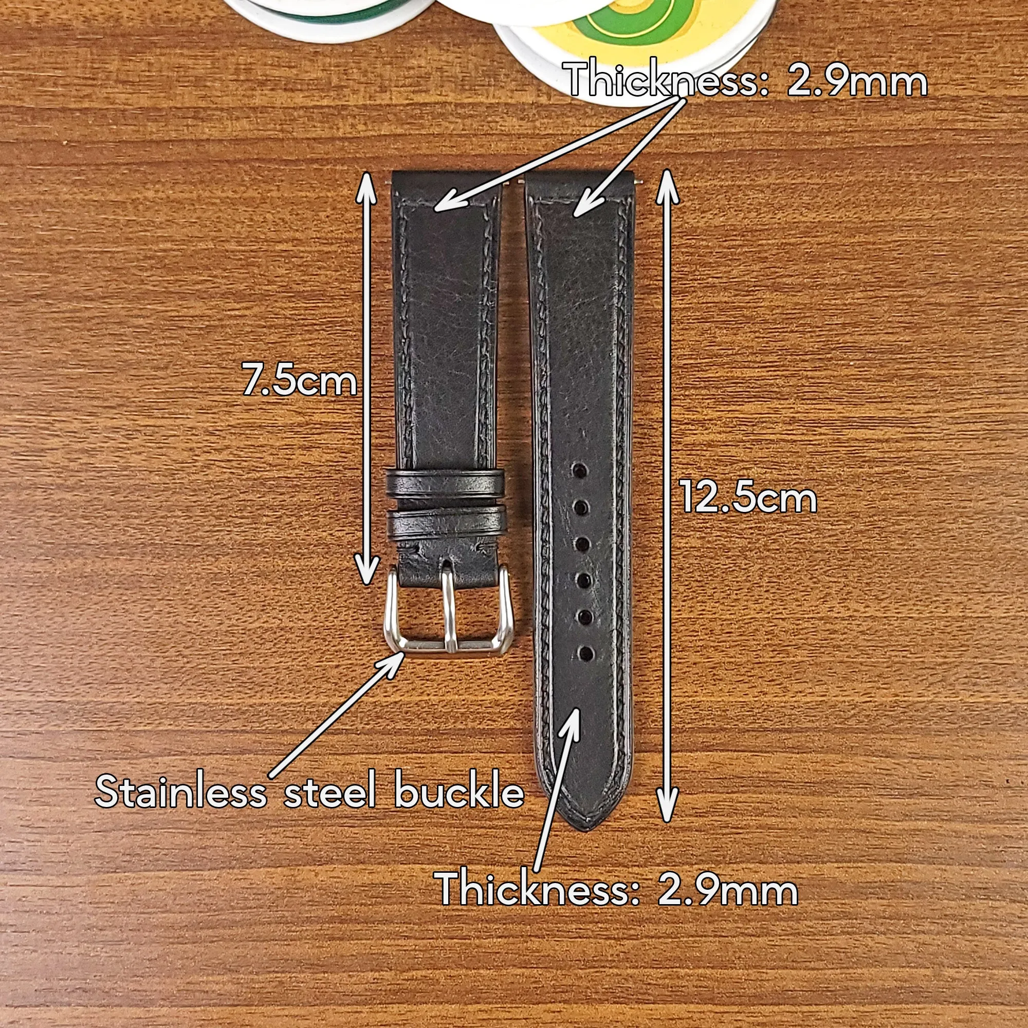 Custom Luxury Black Vachetta Leather Watch Bands