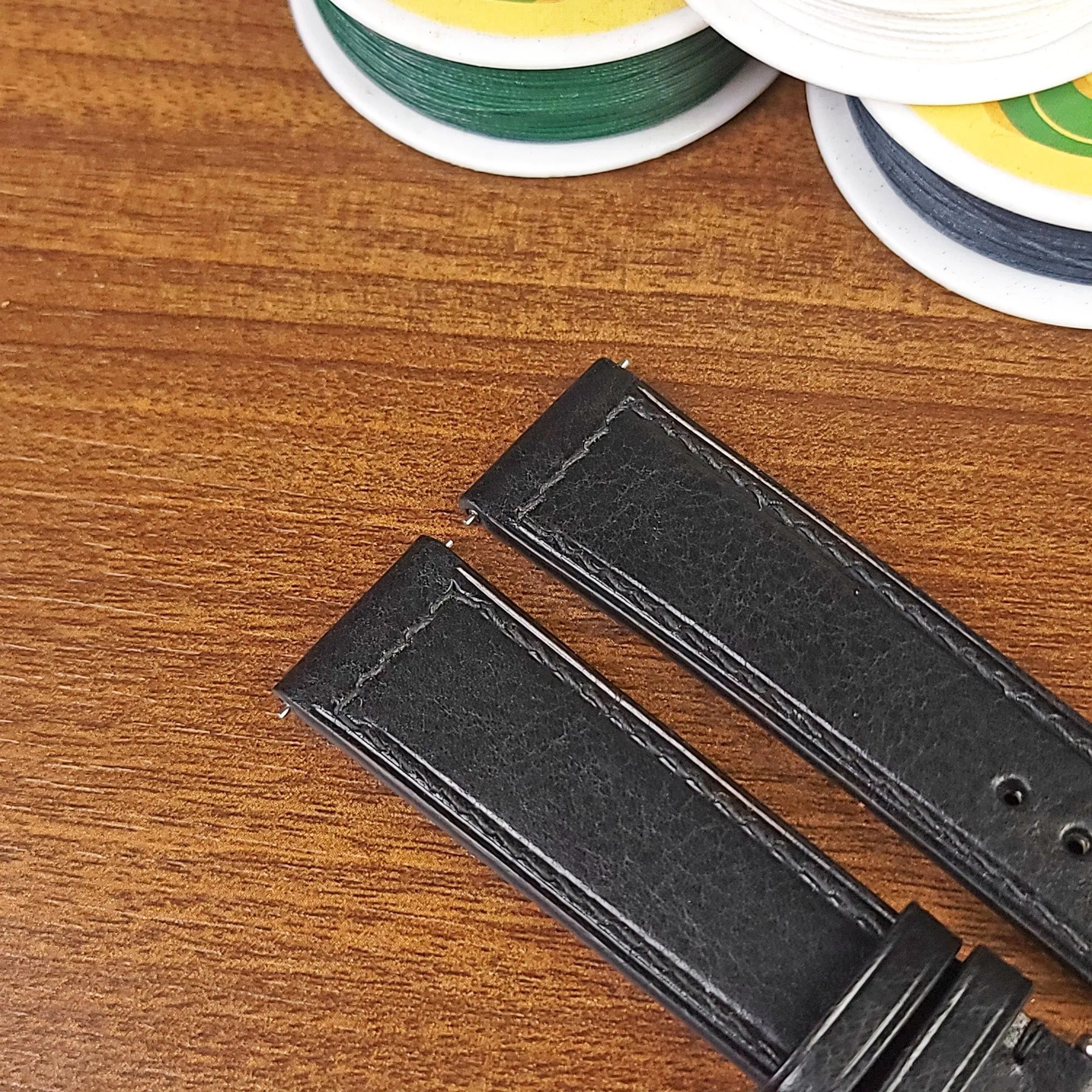 Custom Luxury Black Vachetta Leather Watch Bands