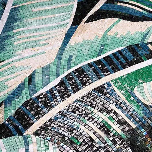 Custom Luxury Glass Mosaic Mural Tropical Banana Leaves