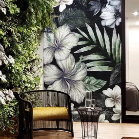 Custom Luxury Glass Mosaic Mural Tropical Leaves and Flowers