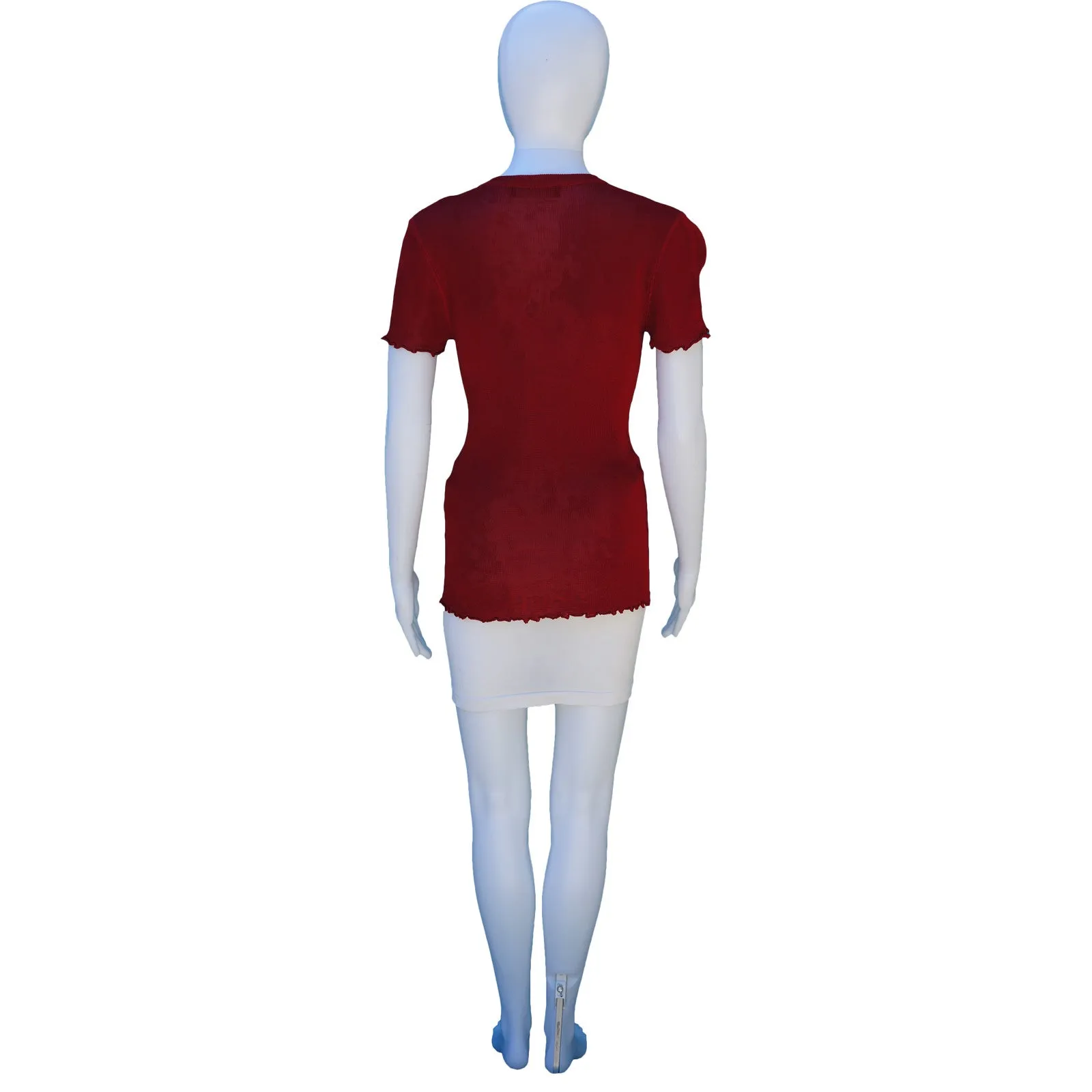 DOLCE & GABBANA RED KNIT SHORT SLEEVE CARDIGAN