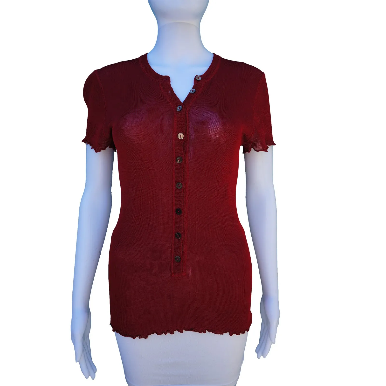 DOLCE & GABBANA RED KNIT SHORT SLEEVE CARDIGAN