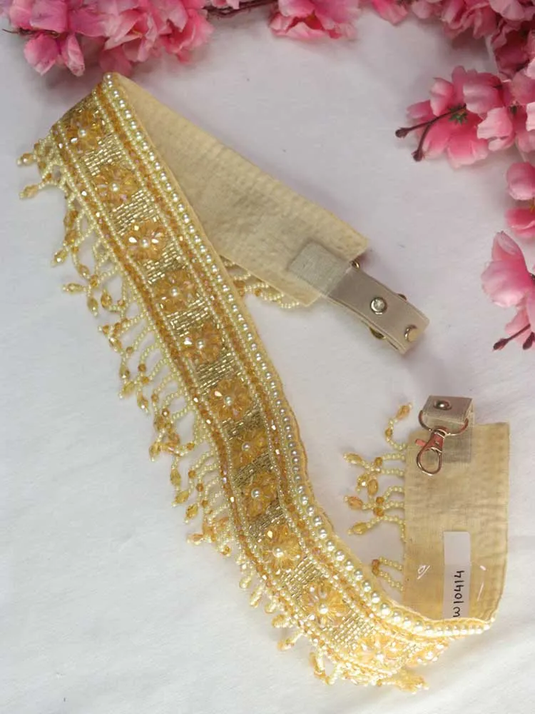 Handcrafted Golden Beaded Belt - Traditional Workmanship