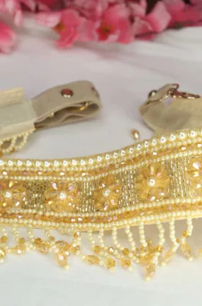 Handcrafted Golden Beaded Belt - Traditional Workmanship