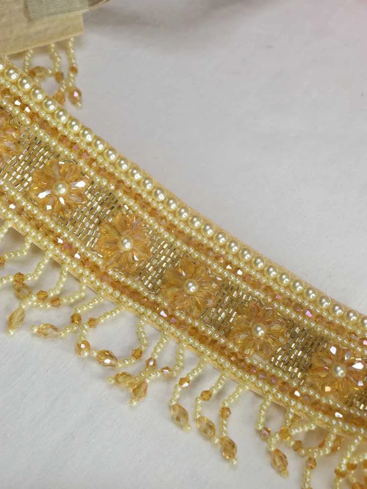 Handcrafted Golden Beaded Belt - Traditional Workmanship
