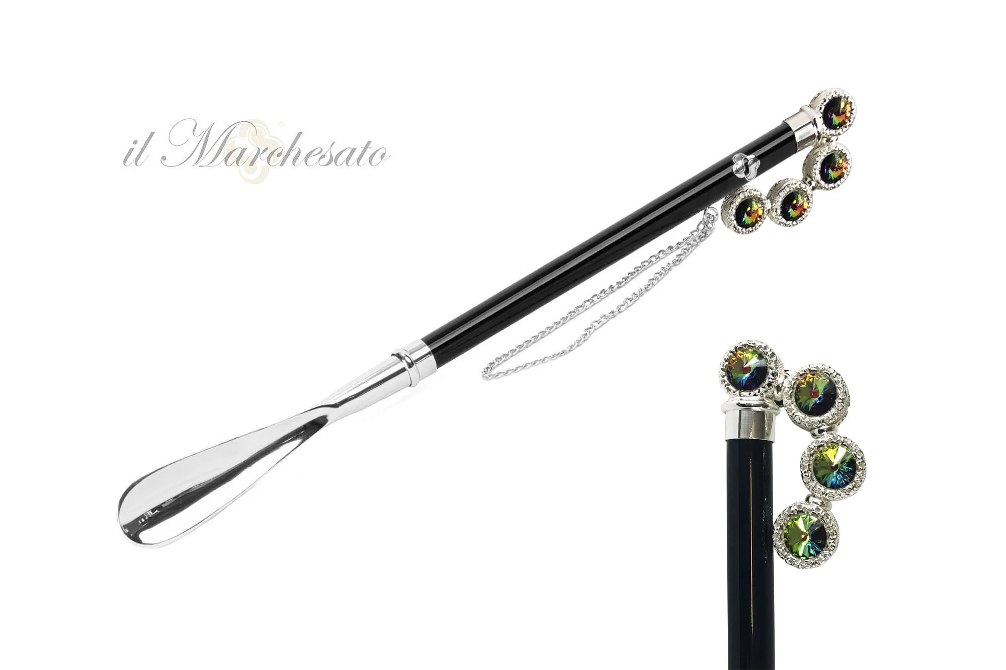 Handcrafted Shoehorn with multicolor crystals