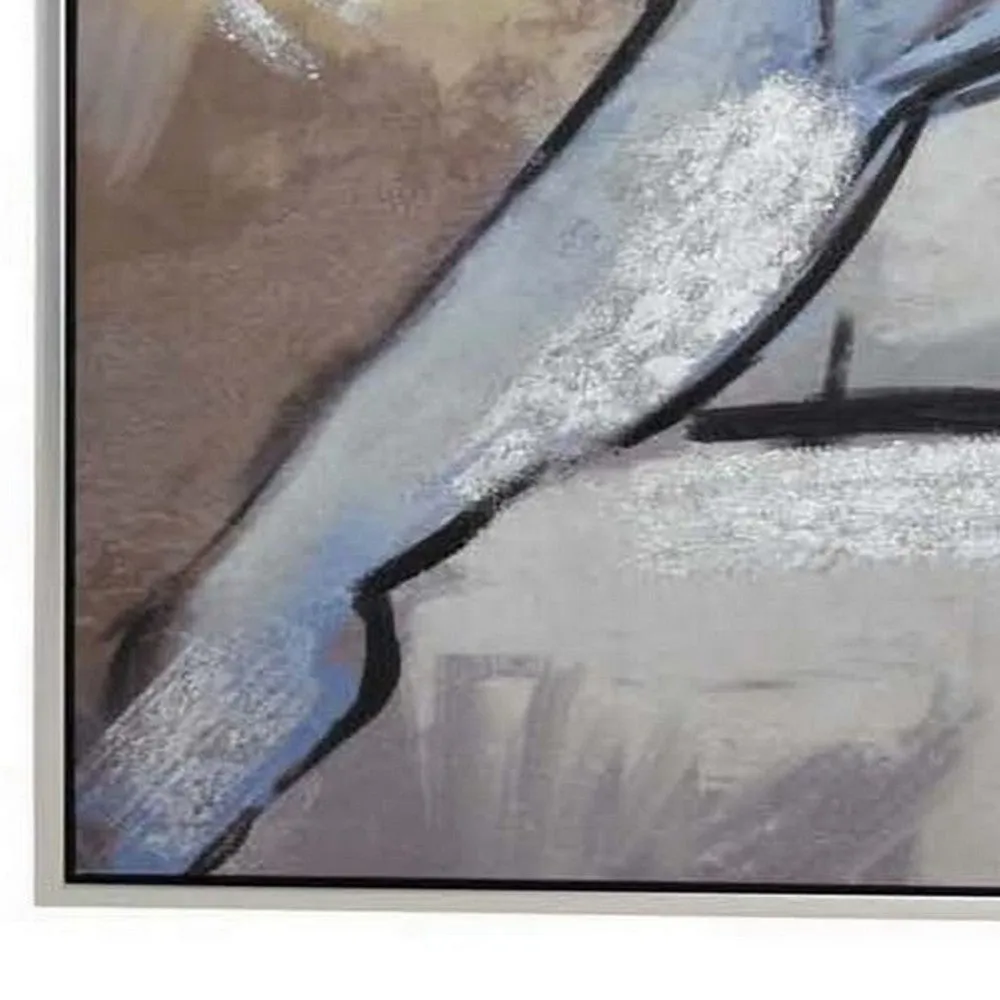 Iamo 49 x 71 Framed Canvas Oil Painting, Female Pose, Natural Fiber, Blue By Casagear Home