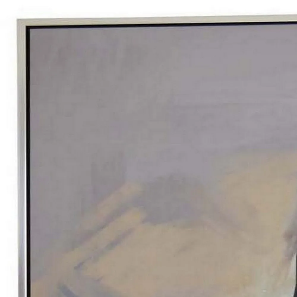 Iamo 49 x 71 Framed Canvas Oil Painting, Female Pose, Natural Fiber, Blue By Casagear Home