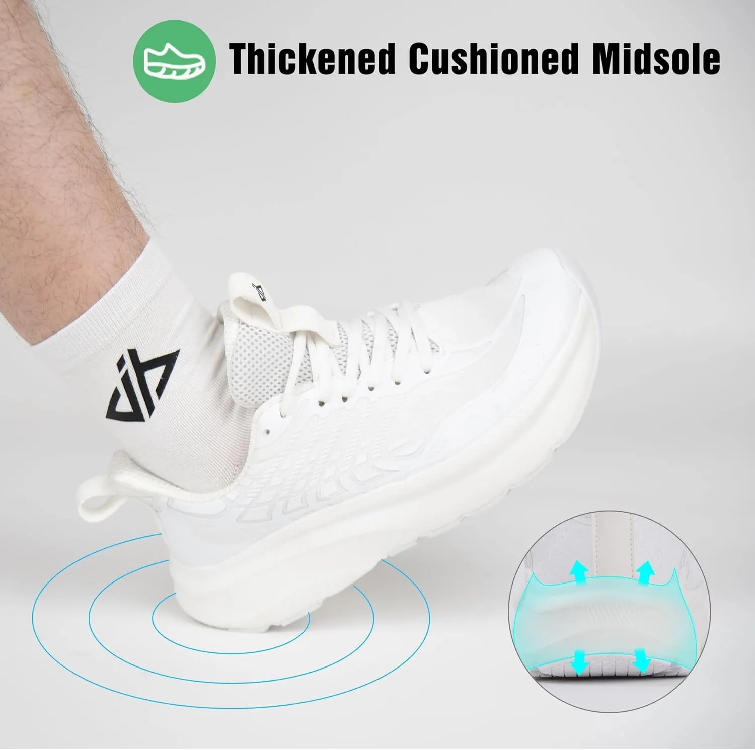 JACKSHIBO Wide Toe Box Men's Running & Tennis Athletic Gym Workout Cross Training Sneakers - Cushioned Memory Foam Thick Zero Drop Sole
