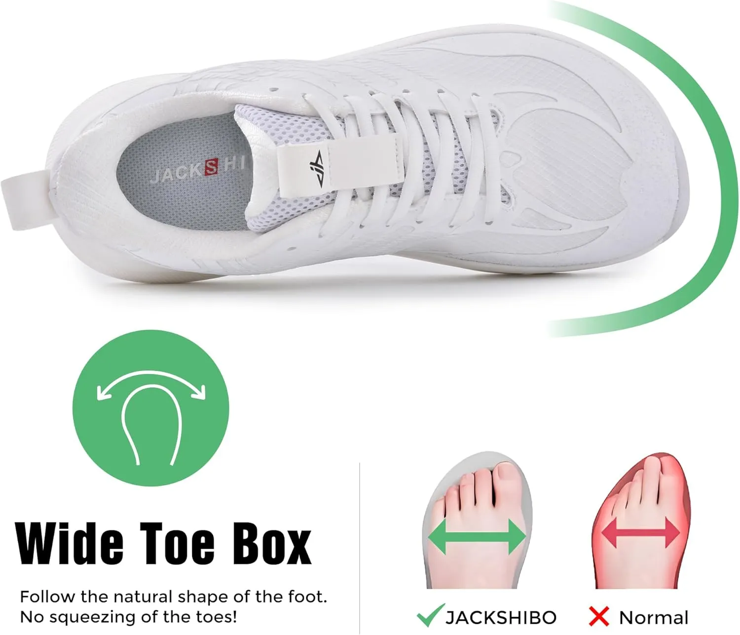 JACKSHIBO Wide Toe Box Men's Running & Tennis Athletic Gym Workout Cross Training Sneakers - Cushioned Memory Foam Thick Zero Drop Sole