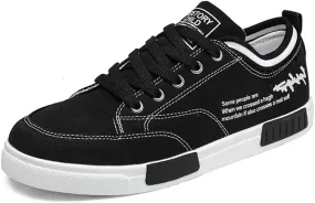 Men's Canvas Sneakers Low Top Lace Up Casual Non Slip Walking Shoes Round Toe Soft Lightweight Breathable Fashion