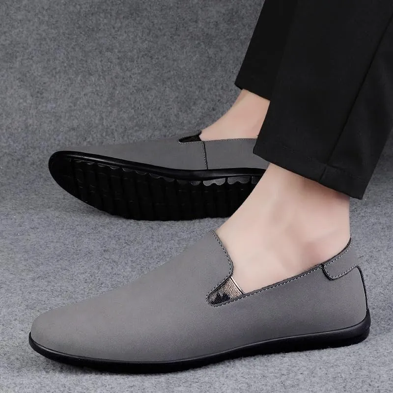 Men's Suede PU Leather Loafers -Round Toe Lightweight Flexible Slip-Ons for Comfortable Party and Casual Wear