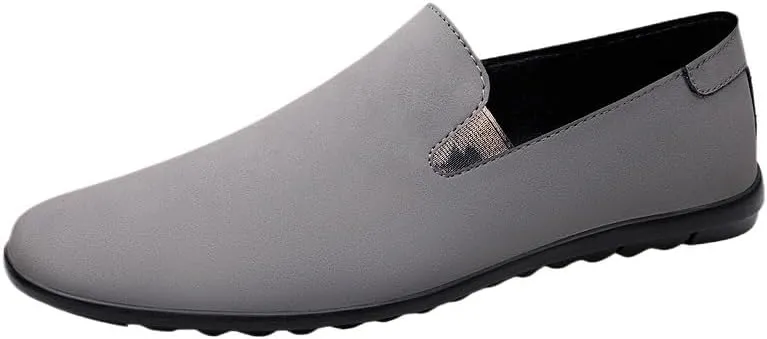 Men's Suede PU Leather Loafers -Round Toe Lightweight Flexible Slip-Ons for Comfortable Party and Casual Wear