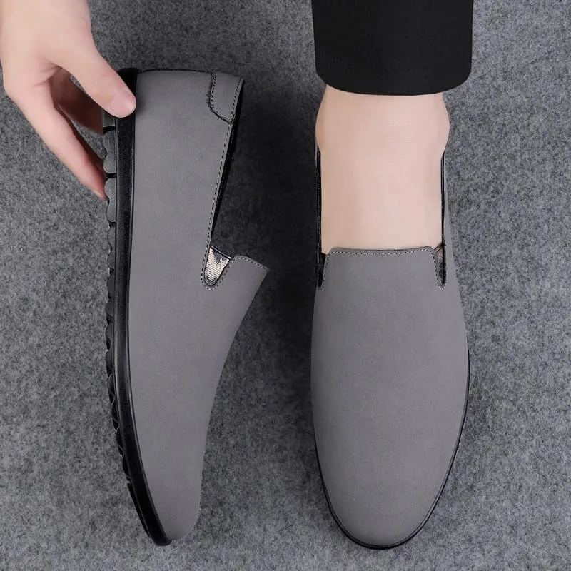 Men's Suede PU Leather Loafers -Round Toe Lightweight Flexible Slip-Ons for Comfortable Party and Casual Wear
