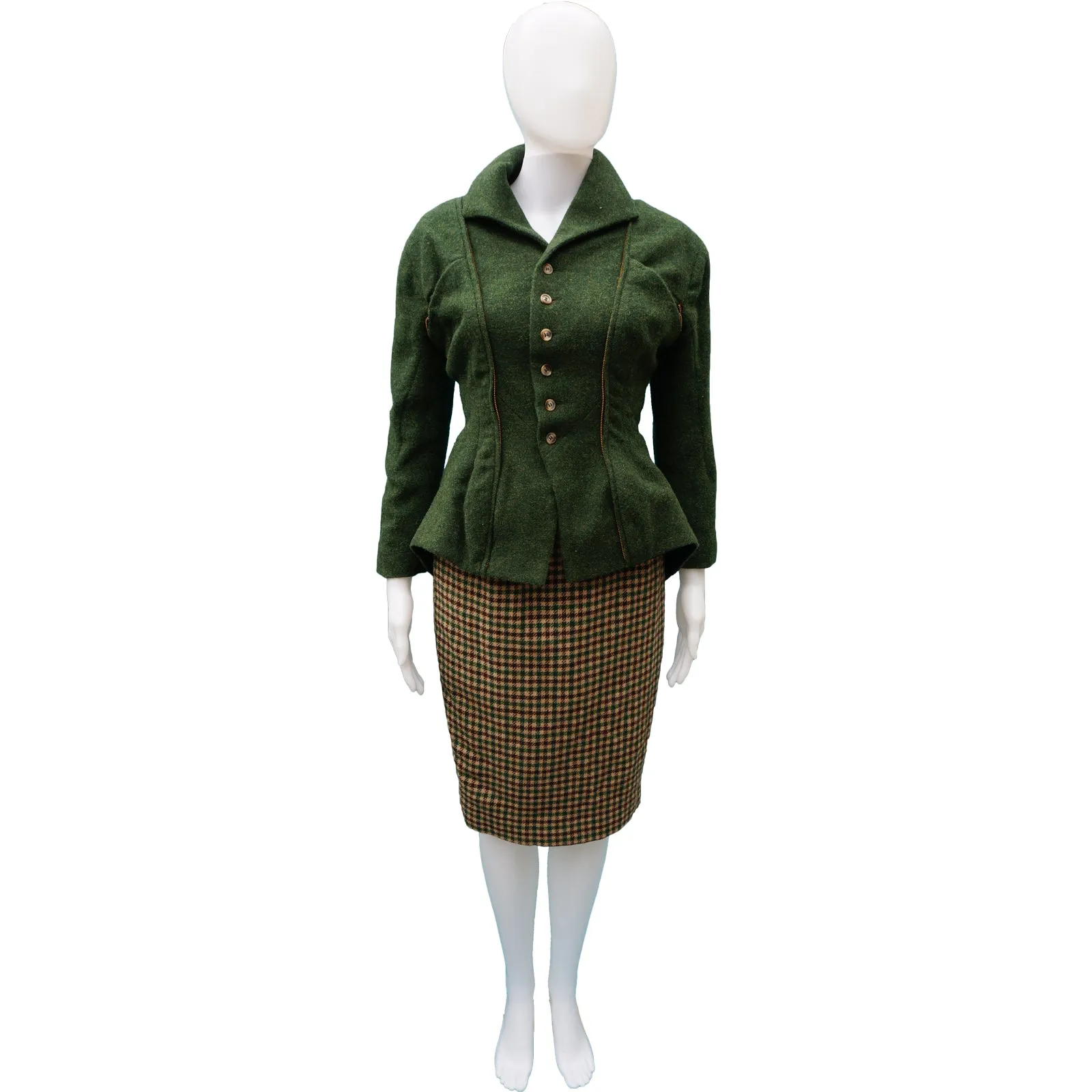 NL GREEN TWEED WOOL 3 PIECE SUIT