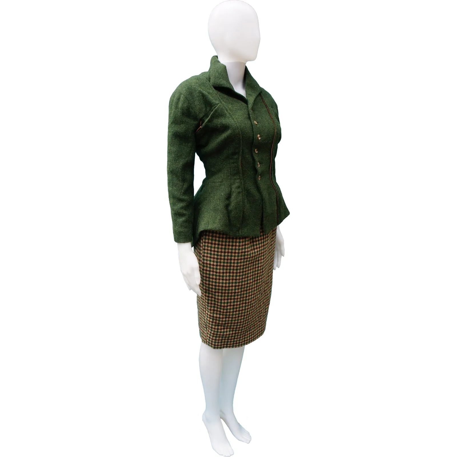 NL GREEN TWEED WOOL 3 PIECE SUIT