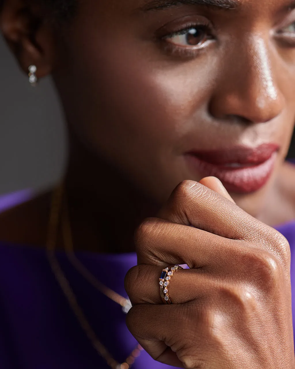 Pear & Round Diamond Band