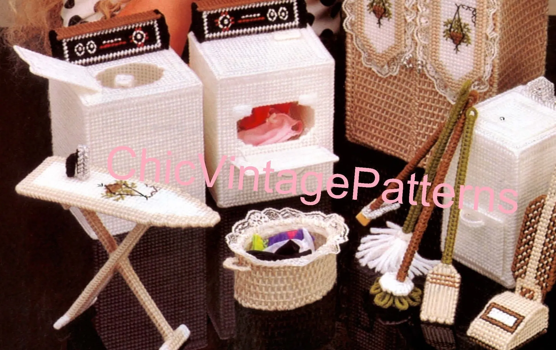 Plastic Canvas Fashion Doll Laundry Room Pattern, Digital Download