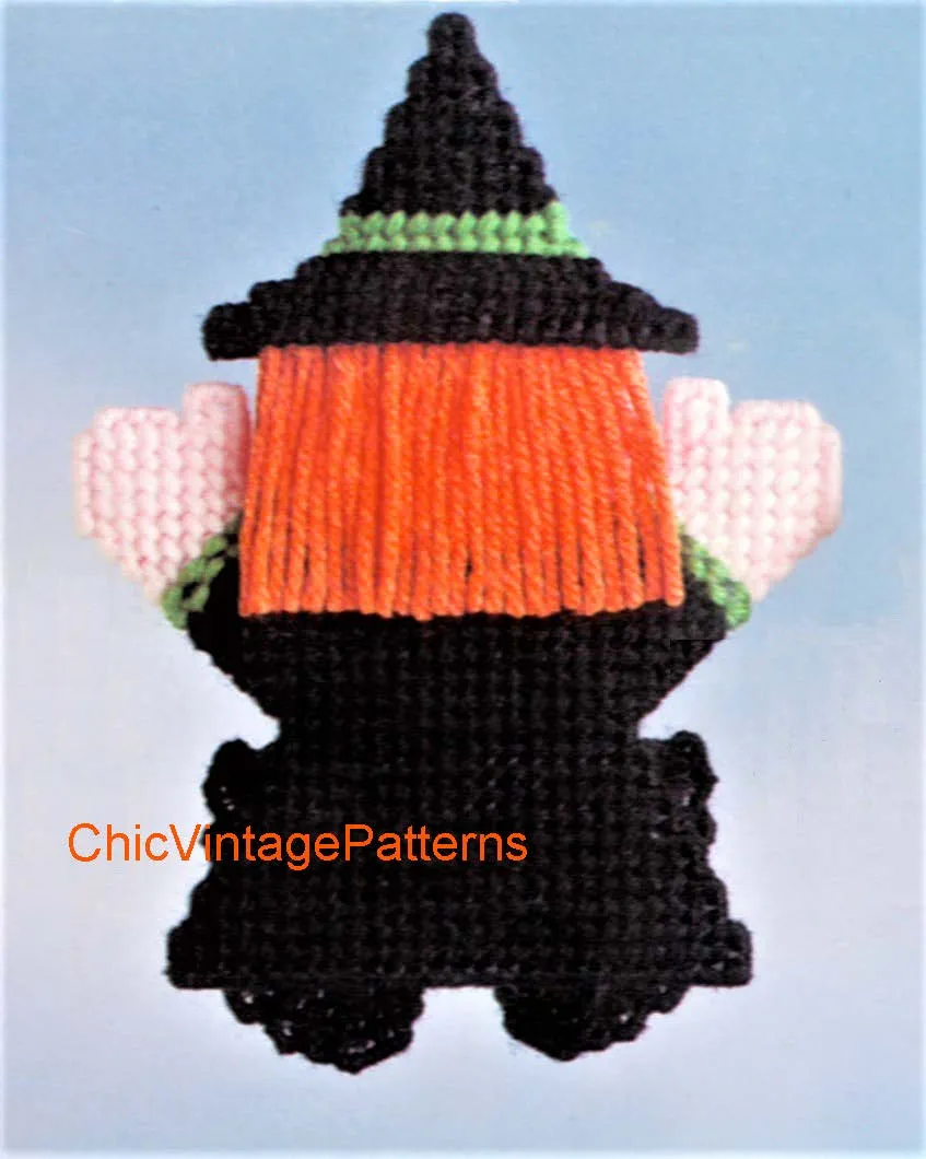 Plastic Canvas Halloween Witch Pattern, Instant Download