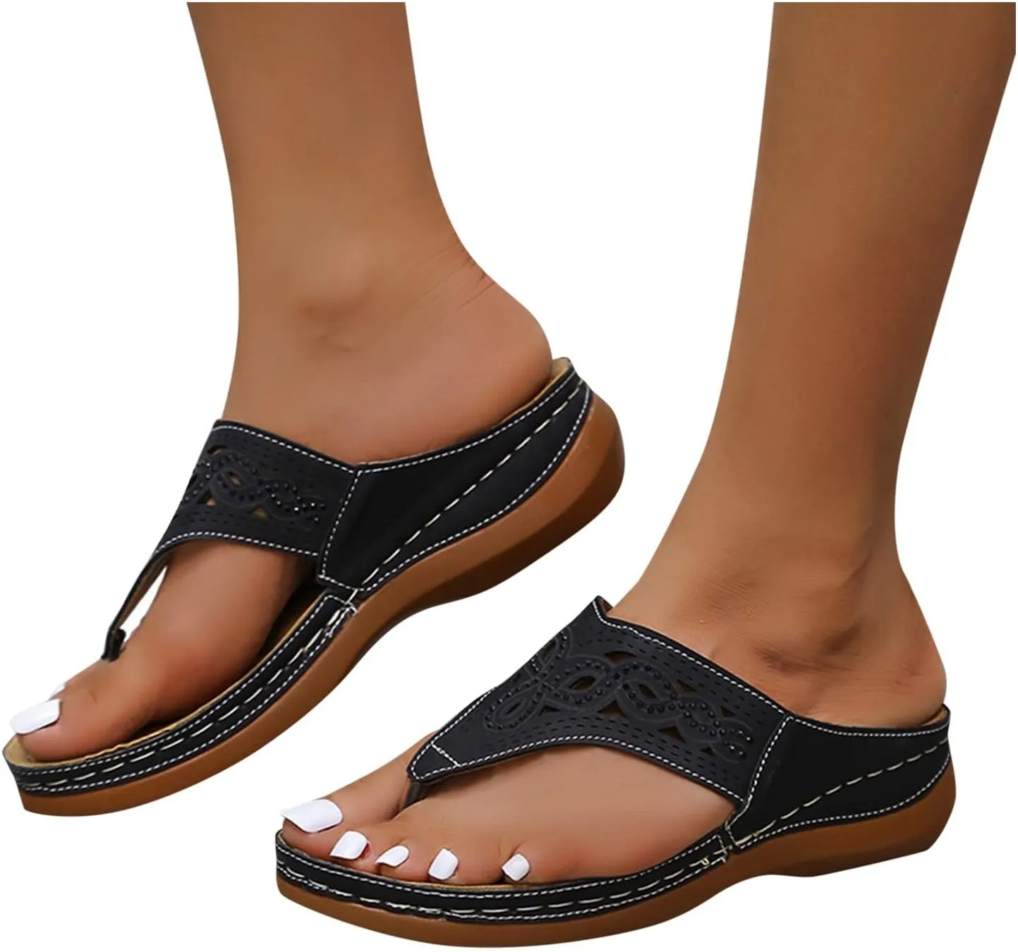 SBGMoSJ Orthopedic Shoes for Women Womens Orthopedic Flip Flops Wide Womens Summer Shoes White Women's Dress Sandals Walking Shoes Women Memory Foam Womens Wide Sandals