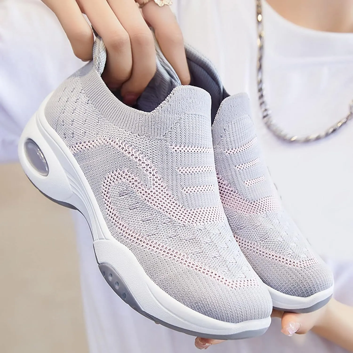 Women Running Shoes Athletic Tennis Sneakers Air Cushion Walking Shoes Lightweight Breathable Sneakers Workout Shoes